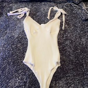 White Ribbed bodysuit